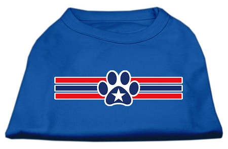 Patriotic Star Paw Screen Print Shirts Blue XS